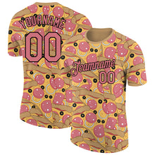 Charger l'image dans la galerie, Custom Old Gold Medium Pink-Black 3D Pattern Design Food Pizza Performance T-Shirt