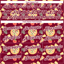 Load image into Gallery viewer, Custom Maroon White 3D Pattern Design Food Pizza Performance T-Shirt