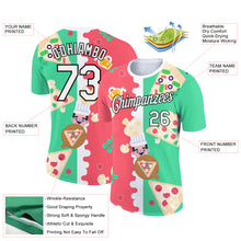Charger l'image dans la galerie, Custom Pea Green Black-Pink 3D Pattern Design Food Pizza Performance T-Shirt