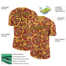Charger l'image dans la galerie, Custom Old Gold Black 3D Pattern Design Food Pizza Performance T-Shirt