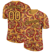 Charger l'image dans la galerie, Custom Old Gold Black 3D Pattern Design Food Pizza Performance T-Shirt