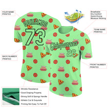 Charger l'image dans la galerie, Custom Pea Green Black 3D Pattern Design Food Pizza And Burger Performance T-Shirt