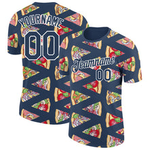 Load image into Gallery viewer, Custom US Navy Blue White 3D Pattern Design Food Pizza Performance T-Shirt