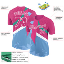 Загрузить изображение в средство просмотра галереи, Custom Hot Pink Light Blue-White 3D Pink Ribbon Breast Cancer Performance T-Shirt