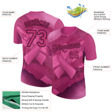 Laden Sie das Bild in den Galerie-Viewer, Custom Hot Pink Black 3D Pink Ribbon Breast Cancer Performance T-Shirt