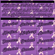 Laden Sie das Bild in den Galerie-Viewer, Custom Medium Purple Black 3D Pink Ribbon Breast Cancer Performance T-Shirt