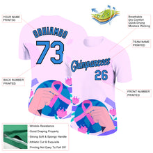 Laden Sie das Bild in den Galerie-Viewer, Custom Light Pink Powder Blue-Black 3D Pink Ribbon Breast Cancer Performance T-Shirt
