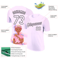 Laden Sie das Bild in den Galerie-Viewer, Custom Light Purple Black 3D Pink Ribbon Breast Cancer Performance T-Shirt