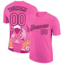 Laden Sie das Bild in den Galerie-Viewer, Custom Pink Black 3D Pink Ribbon Breast Cancer Performance T-Shirt