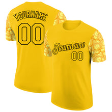 Load image into Gallery viewer, Custom Yellow Black 3D Pattern Design Dollar Sign Money Theme Performance T-Shirt