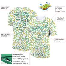 Load image into Gallery viewer, Custom White Kelly Green 3D Pattern Design Dollar Sign Money Theme Performance T-Shirt