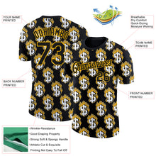 Загрузить изображение в средство просмотра галереи, Custom Black Gold 3D Pattern Design Burnfiring Dollar Sign Money Theme Performance T-Shirt