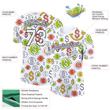 Load image into Gallery viewer, Custom White Black 3D Pattern Design Dollar Sign Money Theme Performance T-Shirt