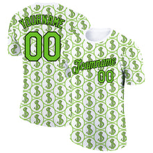 Load image into Gallery viewer, Custom White Aurora Green-Black 3D Pattern Design Dollar Sign Money Theme Performance T-Shirt