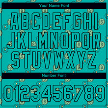 Charger l'image dans la galerie, Custom Aqua Black 3D Pattern Design Dollar Sign Money Theme Performance T-Shirt