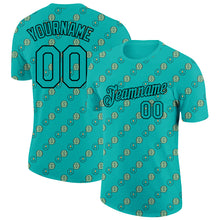 Charger l'image dans la galerie, Custom Aqua Black 3D Pattern Design Dollar Sign Money Theme Performance T-Shirt