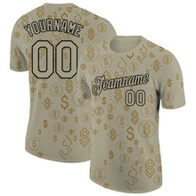 Load image into Gallery viewer, Custom Wheat Black 3D Pattern Design Dollar Sign Money Theme Performance T-Shirt