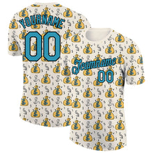 Load image into Gallery viewer, Custom Cream Panther Blue-Black 3D Pattern Design Dollar Sign Money Theme Performance T-Shirt