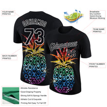 Laden Sie das Bild in den Galerie-Viewer, Custom Black White 3D Pattern Design Hawaii Style Glitter Pineapple Performance T-Shirt