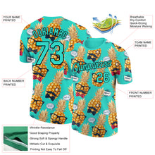 Laden Sie das Bild in den Galerie-Viewer, Custom Aqua Black 3D Pattern Design Hawaii Style Pineapple Performance T-Shirt
