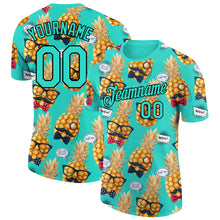 Laden Sie das Bild in den Galerie-Viewer, Custom Aqua Black 3D Pattern Design Hawaii Style Pineapple Performance T-Shirt