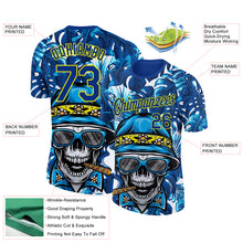 Load image into Gallery viewer, Custom Royal Light Yellow 3D Pattern Design Hawaii Style Skull And Tropical Palm Leaves Performance T-Shirt