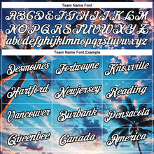 Laden Sie das Bild in den Galerie-Viewer, Custom Powder Blue White-Black 3D Pattern Design Hawaii Palm Trees Performance T-Shirt