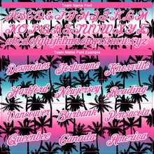 Laden Sie das Bild in den Galerie-Viewer, Custom Teal Pink-White 3D Pattern Design Hawaii Palm Trees Performance T-Shirt