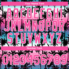 Laden Sie das Bild in den Galerie-Viewer, Custom Teal Pink-White 3D Pattern Design Hawaii Palm Trees Performance T-Shirt