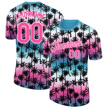 Laden Sie das Bild in den Galerie-Viewer, Custom Teal Pink-White 3D Pattern Design Hawaii Palm Trees Performance T-Shirt