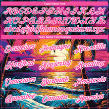 Загрузить изображение в средство просмотра галереи, Custom Purple Pink-White 3D Pattern Design Hawaii Palm Trees On Beach Performance T-Shirt