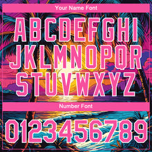 Загрузить изображение в средство просмотра галереи, Custom Purple Pink-White 3D Pattern Design Hawaii Palm Trees On Beach Performance T-Shirt