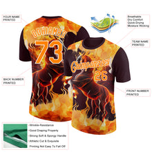 Загрузить изображение в средство просмотра галереи, Custom Brown Bay Orange-White 3D Pattern Design Animal Horse In Flames Performance T-Shirt