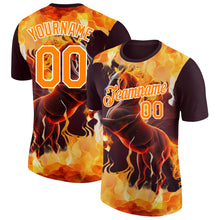 Загрузить изображение в средство просмотра галереи, Custom Brown Bay Orange-White 3D Pattern Design Animal Horse In Flames Performance T-Shirt