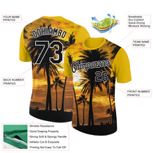 Laden Sie das Bild in den Galerie-Viewer, Custom Gold Black-White 3D Pattern Design Hawaii Palm Trees Performance T-Shirt