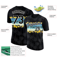 Laden Sie das Bild in den Galerie-Viewer, Custom Black White 3D Pattern Design Hawaii Palm Trees On Beach Performance T-Shirt