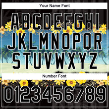 Laden Sie das Bild in den Galerie-Viewer, Custom Black White 3D Pattern Design Hawaii Palm Trees On Beach Performance T-Shirt