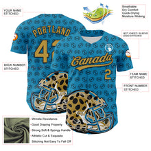 Загрузить изображение в средство просмотра галереи, Custom Panther Blue Old Gold-Black 3D Pattern Design Football Jaguar Helmet And Ball Authentic Baseball Jersey