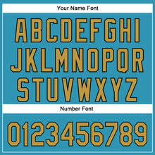 Загрузить изображение в средство просмотра галереи, Custom Panther Blue Old Gold-Black 3D Pattern Design Football Jaguar Helmet And Ball Authentic Baseball Jersey