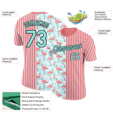 Загрузить изображение в средство просмотра галереи, Custom Medium Pink Ice Blue-Black 3D Tropical Hawaii Palm Leaves And Animal Flamingo Performance T-Shirt