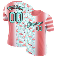 Загрузить изображение в средство просмотра галереи, Custom Medium Pink Ice Blue-Black 3D Tropical Hawaii Palm Leaves And Animal Flamingo Performance T-Shirt