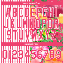 Laden Sie das Bild in den Galerie-Viewer, Custom Neon Pink White 3D Tropical Hawaii Palm Leaves And Flower Performance T-Shirt