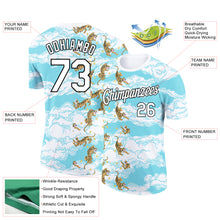 Load image into Gallery viewer, Custom Sky Blue White-Black 3D Pattern Design Animal Tiger Performance T-Shirt