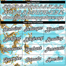 Load image into Gallery viewer, Custom Sky Blue White-Black 3D Pattern Design Animal Tiger Performance T-Shirt