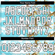 Load image into Gallery viewer, Custom Sky Blue White-Black 3D Pattern Design Animal Tiger Performance T-Shirt