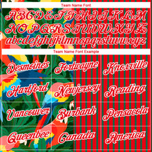 Загрузить изображение в средство просмотра галереи, Custom Fire Red Kelly Green-White 3D Tropical Hawaii Palm Leaves And Animal Parrot Performance T-Shirt