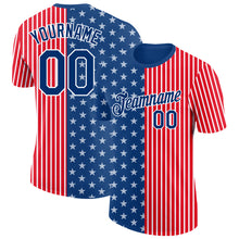 Load image into Gallery viewer, Custom Fire Red US Navy Blue-White 3D Pattern Design Star Performance T-Shirt
