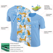 Load image into Gallery viewer, Custom Powder Blue White 3D Pattern Design Animal Leopard Performance T-Shirt