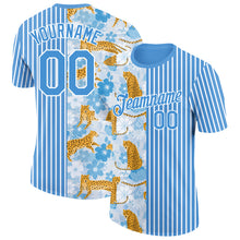 Load image into Gallery viewer, Custom Powder Blue White 3D Pattern Design Animal Leopard Performance T-Shirt