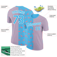 Load image into Gallery viewer, Custom Sky Blue Medium Pink-White 3D Pattern Design Animal Flamingo Performance T-Shirt